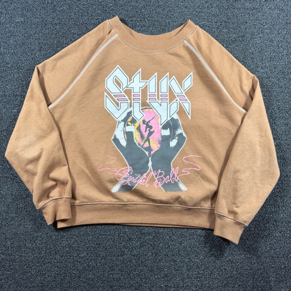 Recycled‎ Karma Styx Raglan Sweatshirt Women's Small Brown 80's Rock Hair Metal